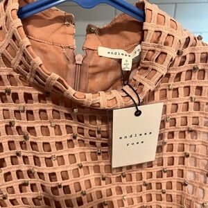 NWT Endless Rose Pink Grid Mesh Embroidered Sequin Mini Dress